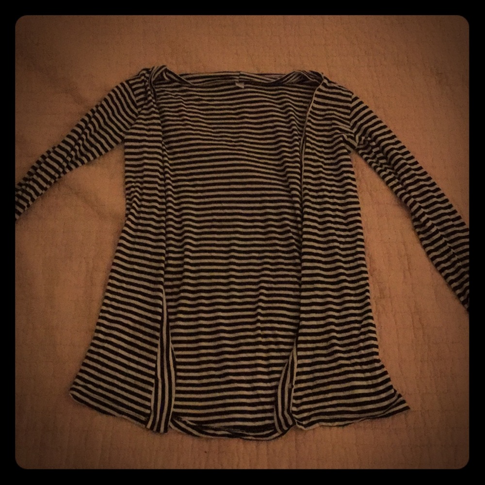 Black and White Striped Cardigan